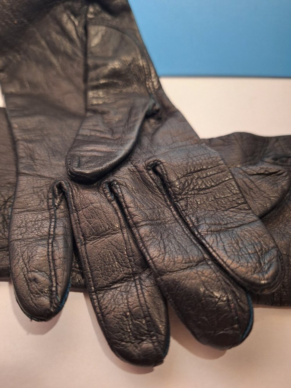 Black Leather Gloves Made in France Size 7 - Picture 8 of 16
